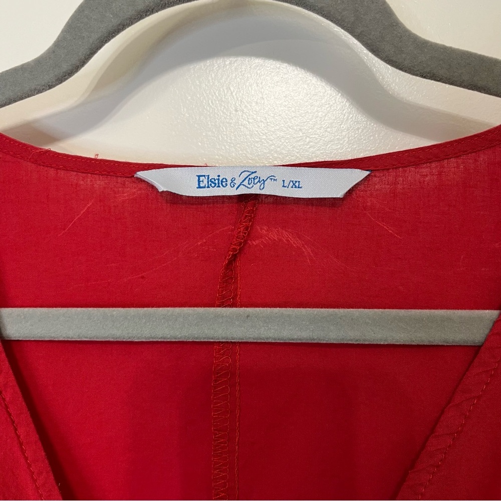 Elsie & Zoey Red Cotton Swim Cover Up- Tie Rope Waist- Women’s L/XL - Picture 5 of 7